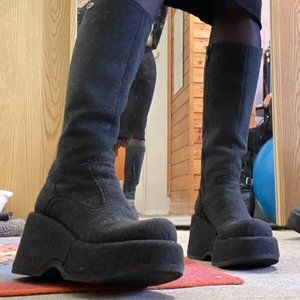 Buffalo London Felt Platform Boot Vintage 1997 Size 6